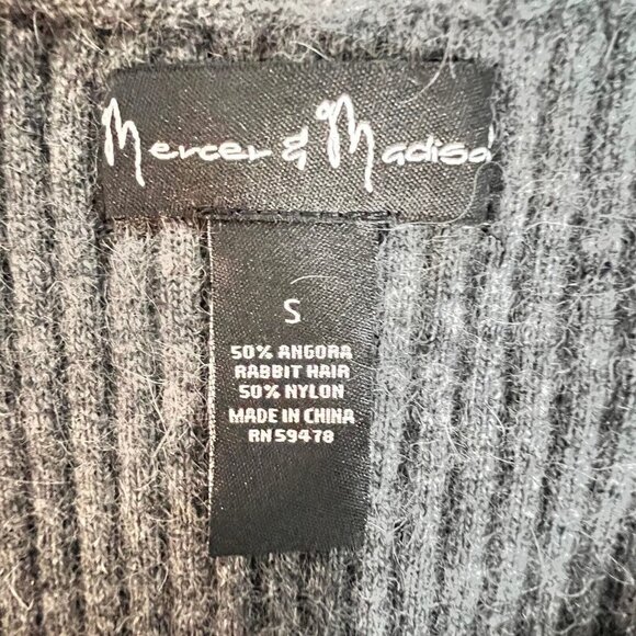 Mercer & Madison Angora Blend Open Cardigan Sweater Womens Size S Gray Rib Knit - Picture 3 of 10